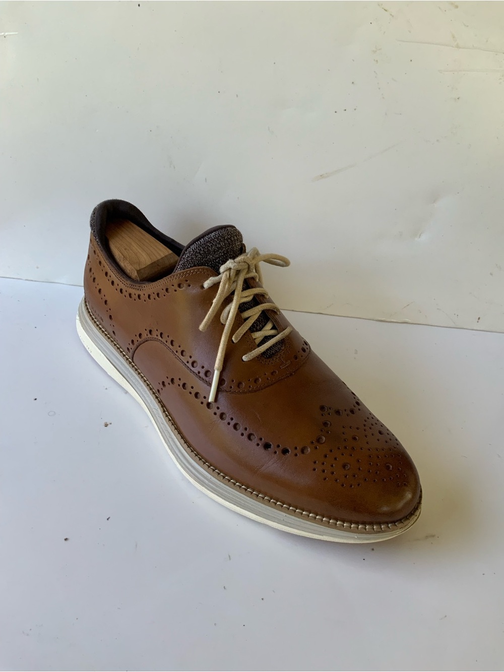 Cole Haan Tan Leather Wingtip Oxford with White Sole